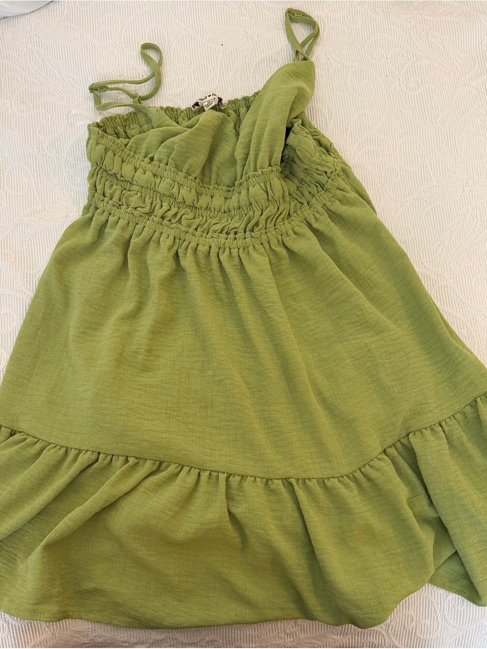 Green Smocked Waist Tiered Women's Skirt